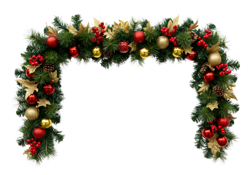 Festive Christmas Garland on Transparent Background