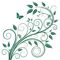 Obraz premium Abstract floral vector design with butterfly art, ornate nature pattern