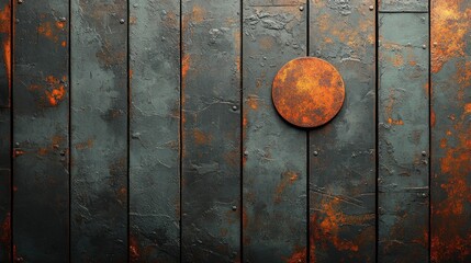 The textured surface of aged metal shows vibrant rust against smooth circular elements