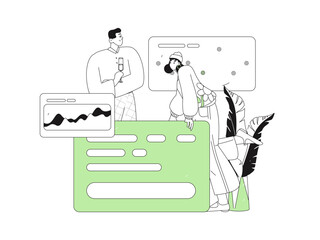 Flat vector illustration of business people operating work scene
