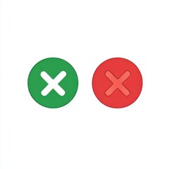 Fototapeta premium Green and red cross symbols isolated on white background