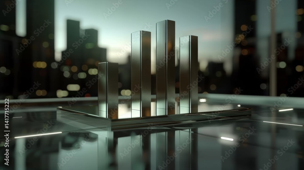 Aufkleber d bar chart on a glass platform with floating labels