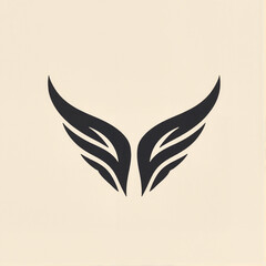 Fototapeta premium Abstract black wing design on soft beige background 