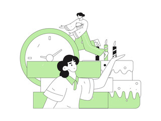 Flat vector illustration of business people operating work scene
