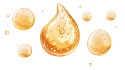 Soft gel cleanser drop with bubbles, transparent texture, top view PNG