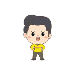 Cute father smiling cartoon character. A man concept design. Flat chibi cartoon style. Vector art illustration. Isolated white background