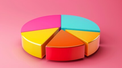 Obraz premium Balanced D pie chart with equal parts, center-aligned for presentation