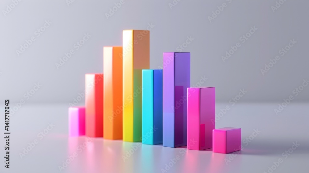 Aufkleber colorful d bar chart with gradient bars and smooth edges for business use