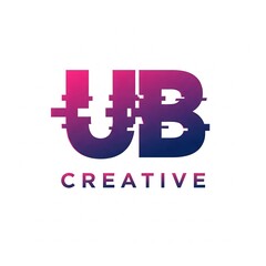 "Digital Glitch UB Letter Logo | Modern Creative Branding Design | Technology Business Identity"