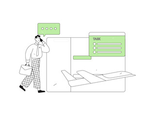 Flat vector illustration of business people operating work scene
