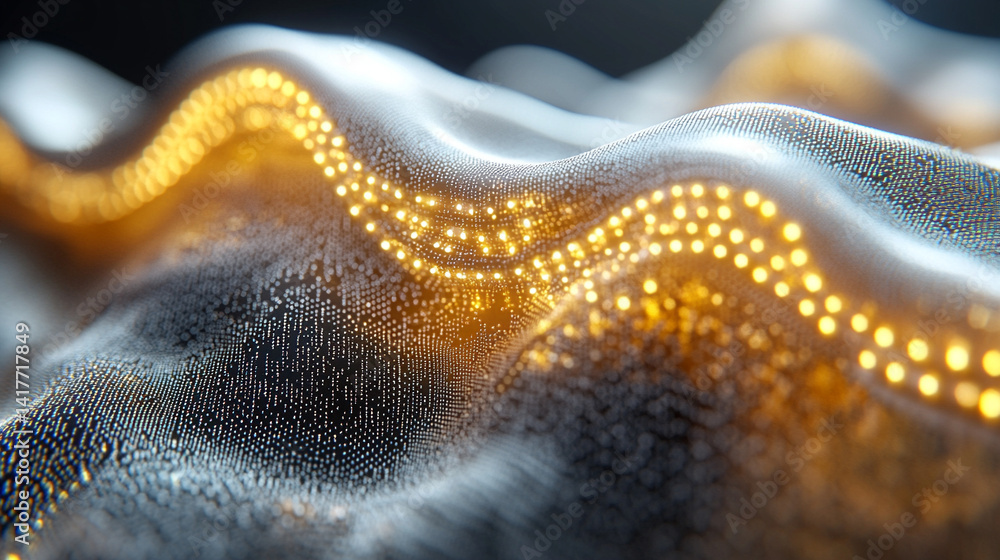 Poster white gold and silver digital maze with interconnected circuit patterns evokes a deep tech aesthetic