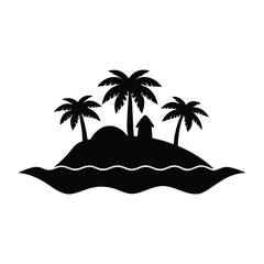 Island Vector Illustration on White Background for Tropical Designs