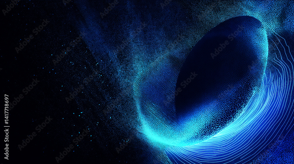 Poster abstract dark blue wave background with circle pattern design.