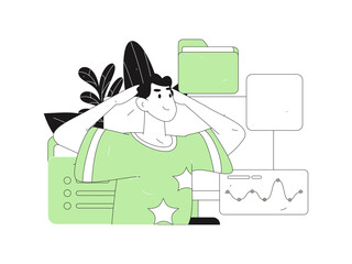 Flat vector illustration of business people operating work scene
