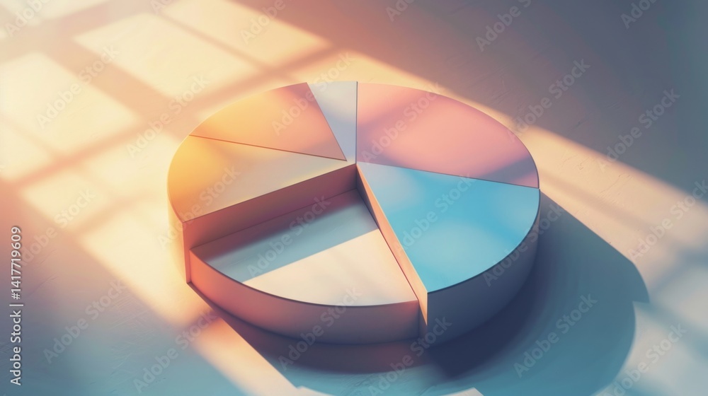 Aufkleber top-down view of a parted d pie chart with soft ambient lighting