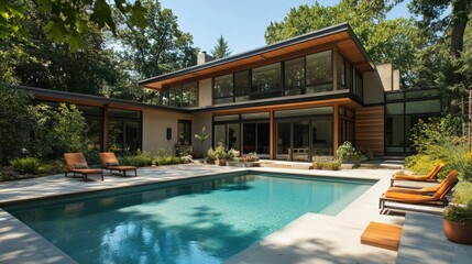 Fototapeta premium Pool and modern house