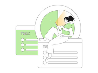 Flat vector illustration of business people operating work scene
