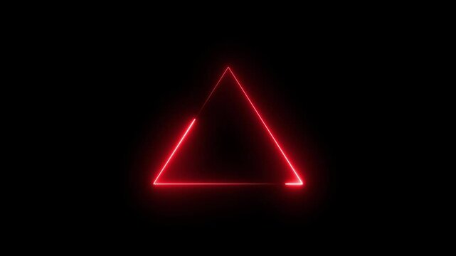 Abstract Neon triangle concept. Glowing neon triangle loop background.