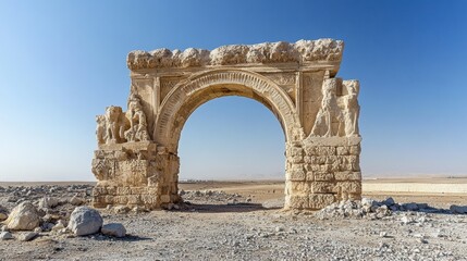The monumental arch in the eastern section of the colonnade, Palmyra, Homs Governorate, Syria