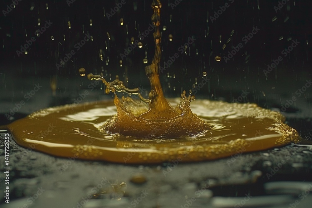 Poster dynamic liquid splash action dark studio high-speed photography artistic environment close-up view m