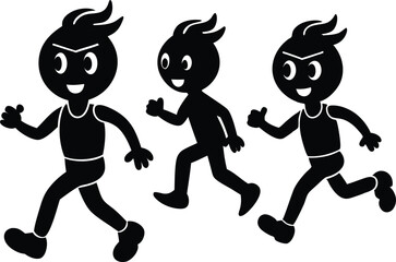 Running Cartoon Character Silhouette Icon – Fun Motion Vector for Kids Designs.