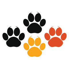 Three distinct styles of animal paw prints are displayed against a white background.