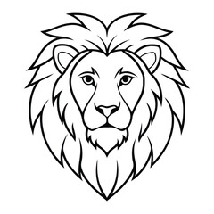 Lion Face Outline Illustration Showcasing Majestic and Bold Details