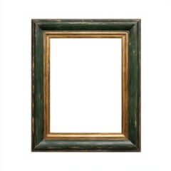 Green and gold picture frame isolated on white background