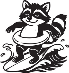 summer raccoon on the wave