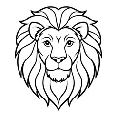 Lion Face Outline Illustration Showcasing Majestic and Bold Details