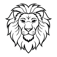 Lion Face Outline Illustration Showcasing Majestic and Bold Details