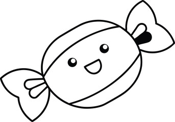 Candy Silhouette Vector Icon – Sweet Treat Line Art Design, Minimal Candy Line Art Vector Icon – Silhouette Style Treat, Cute Candy Vector Icon – Line Art and Silhouette Combo, Simple Candy Icon.

