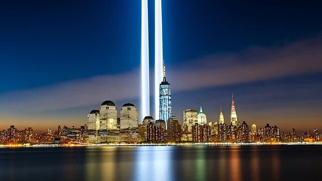 NYC Skyline Memorial at Dusk