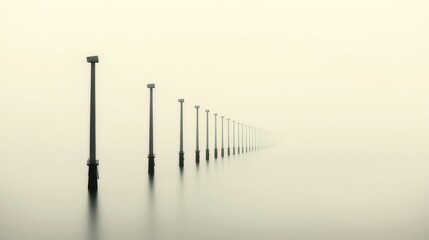Monochrome Offshore Windmill Landscape, expansive wind turbine array along the Netherlands coastline, striking contrasts and textured grain create a dramatic visual impact.