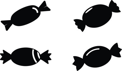 Candy Silhouette Vector Icon – Sweet Treat Line Art Design, Minimal Candy Line Art Vector Icon – Silhouette Style Treat, Cute Candy Vector Icon – Line Art and Silhouette Combo, Simple Candy Icon.

