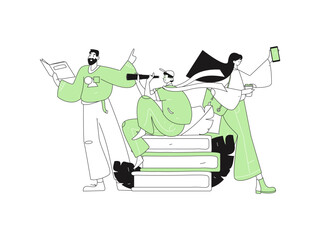 Flat vector illustration of business people operating work scene
