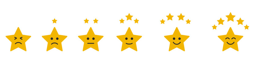 5 Star rating, customer review with gold stars flat vector icons for apps and websites. set of stars isolated on white background. Star icon. Stars in modern simple flat style vector