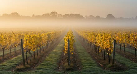 Naklejka premium Vineyard in golden sunlight, photos