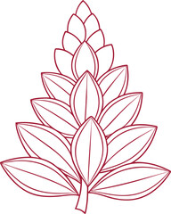 Ginger Flower Outline Isolated On White Background Maroon Floral Illustration