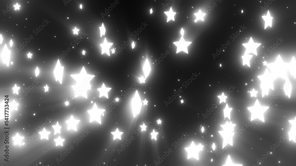 Wall mural white glowing stars on a black background, creating a high-contrast, celestial pattern with twinklin