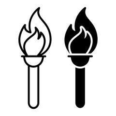 Vector illustration of Fire Torch icon set isolated on transparent background