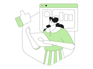 Flat vector illustration of business people operating work scene
