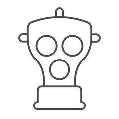 Rubber gas mask with filter thin line icon, biohazard danger concept. Vector graphics. Gas protection mask sign on white background, linear style icon for mobile or web design.