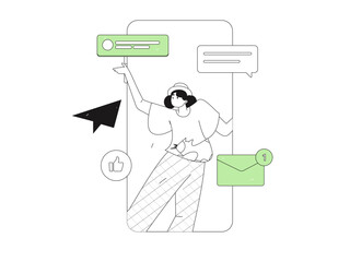 Flat vector illustration of business people operating work scene
