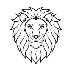 Lion Face Outline Illustration Showcasing Majestic and Bold Details