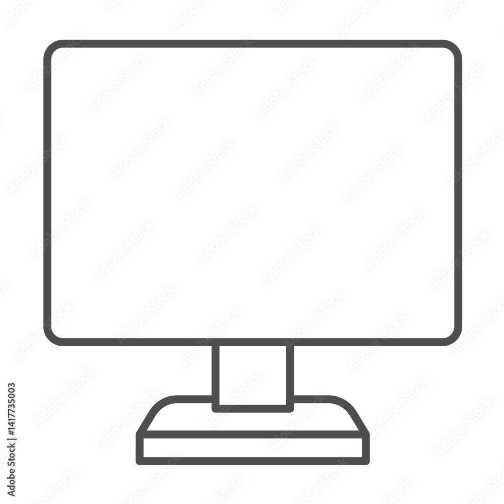 Poster this computer thin line icon, windows pack concept. vector graphics. monitor screen with stand, all 
