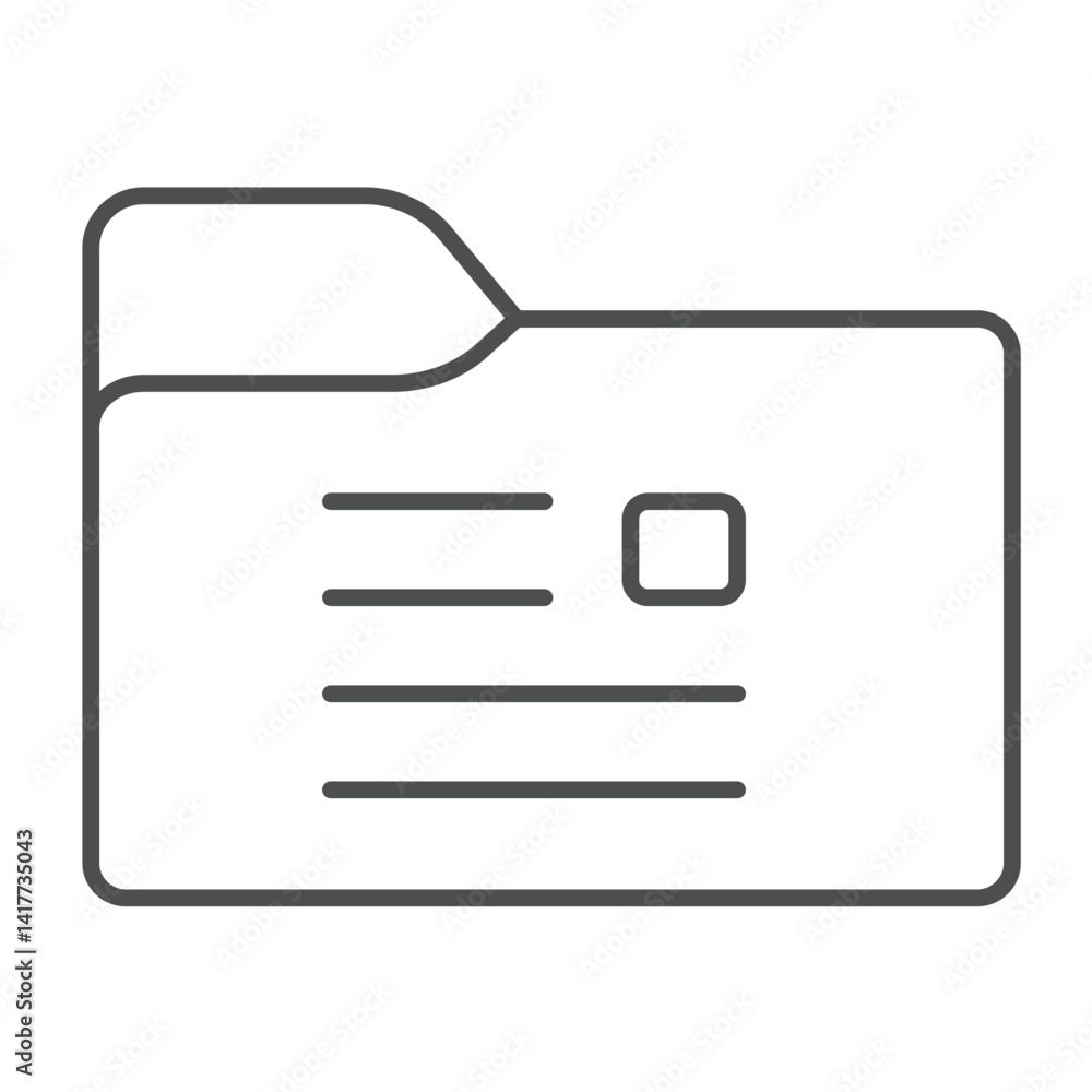 Poster document folder thin line icon, windows pack concept. vector graphics. folder with list sign on whit
