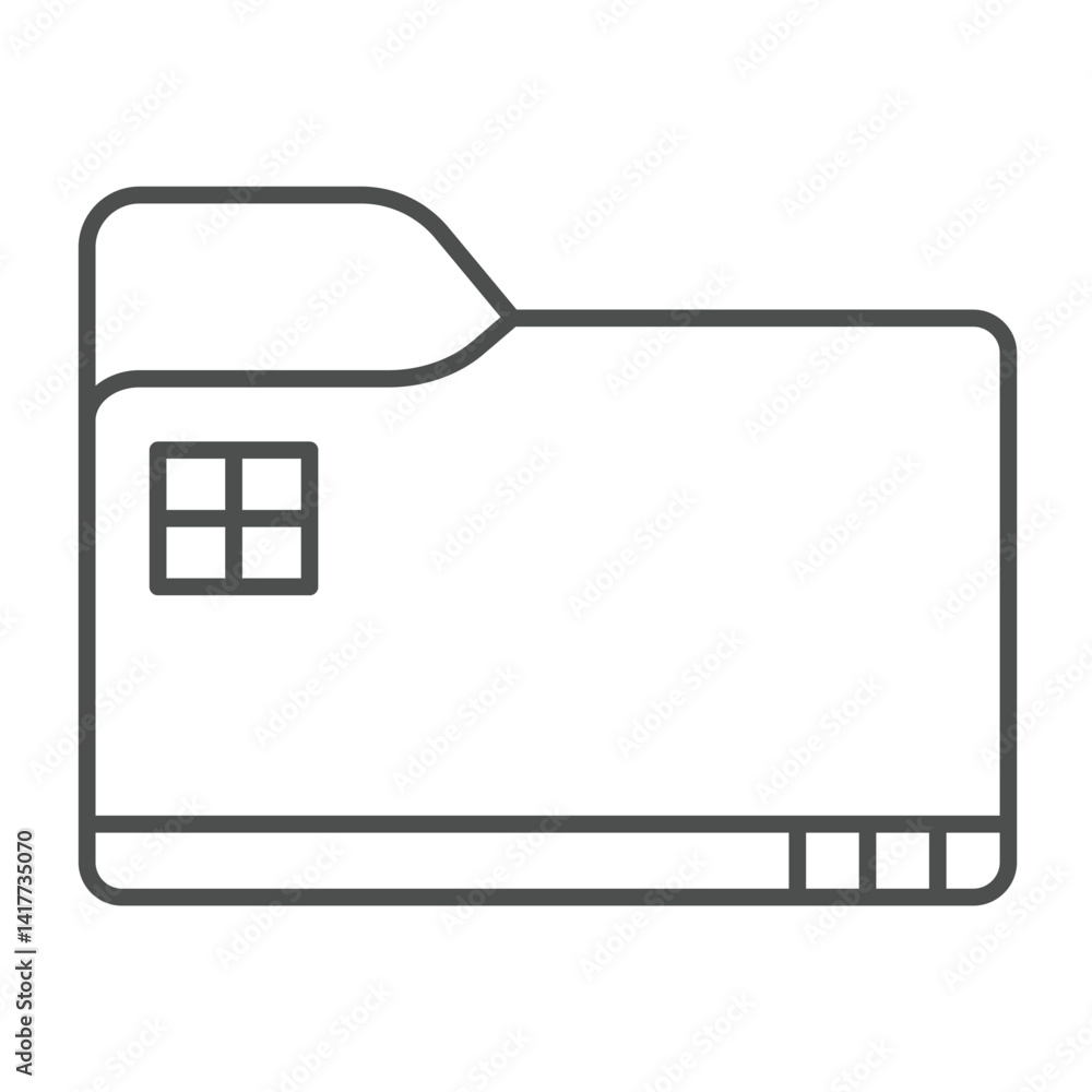 Poster desktop folder thin line icon, windows pack concept. vector graphics. folder with control button, st