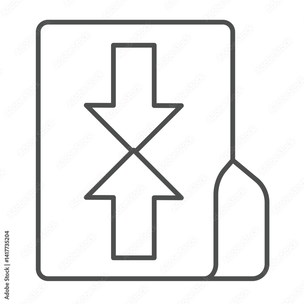 Poster compressed folder thin line icon, windows pack concept. vector graphics. folder with two arrows insi