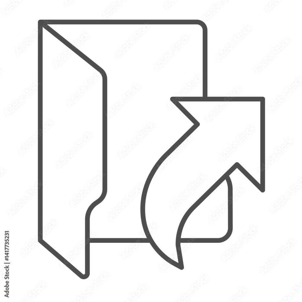 Poster folder with shortcut thin line icon, windows pack concept. vector graphics. up arrow linked folder s